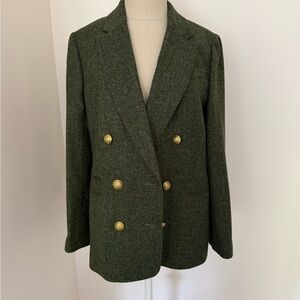 J. Crew Olive Double-Breasted Blazer with Gold Buttons